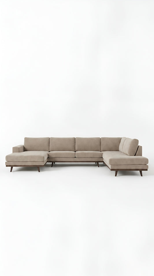 Stockholm | 6-sits med schäslong & divan | Sand Beige