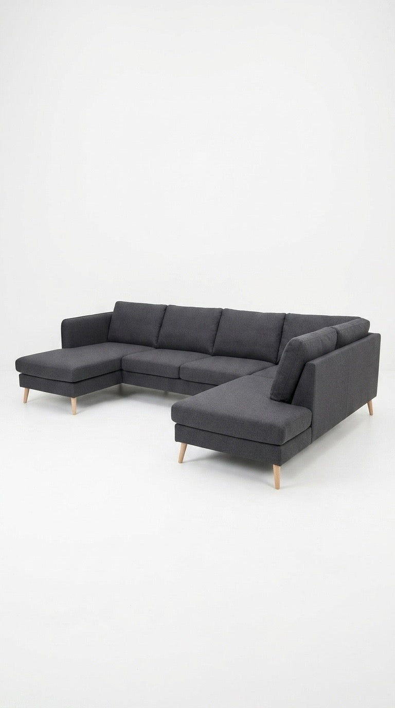 County | 6-sits med schäslong & divan | Midnatt