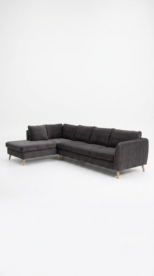 County | 5-sits med schäslong | Sammet