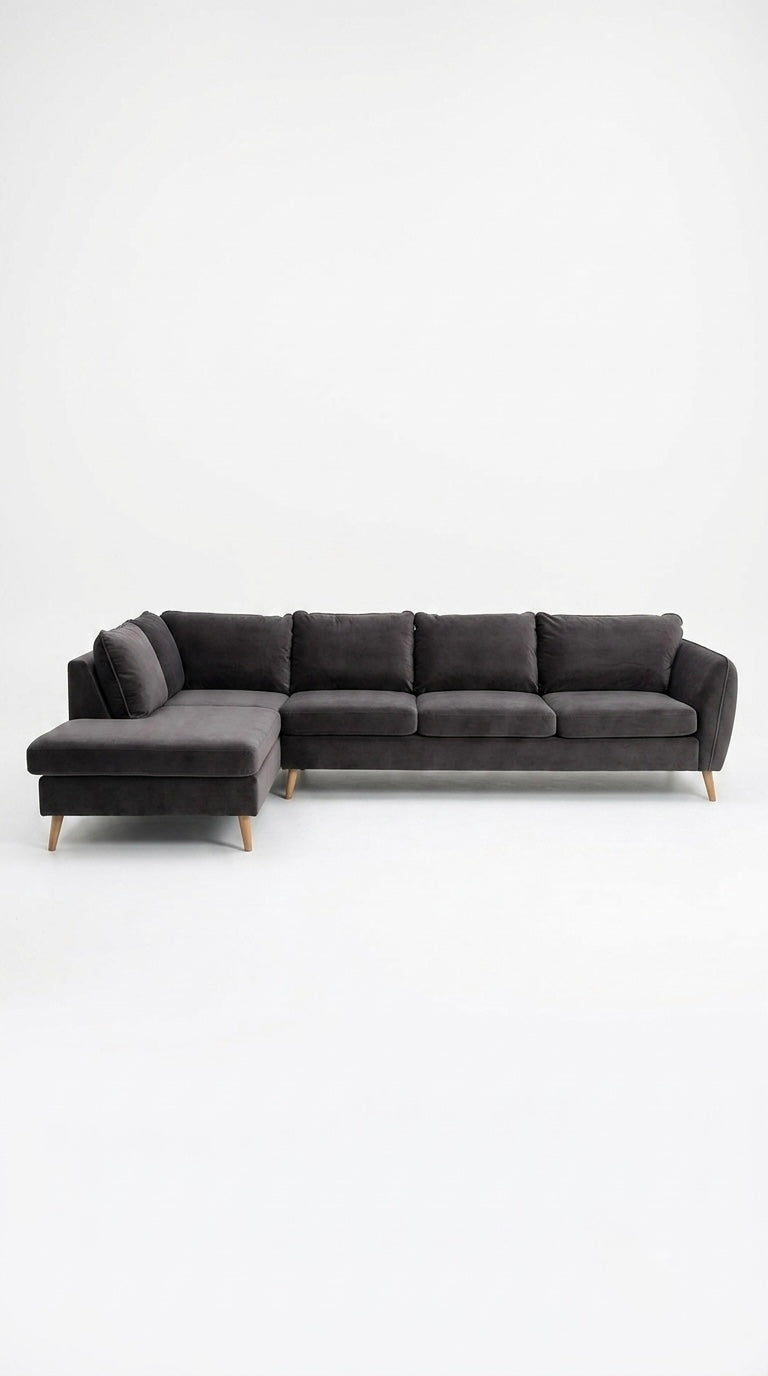 County | 5-sits med schäslong | Sammet
