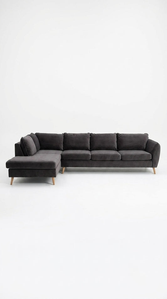 County | 5-sits med schäslong | Sammet