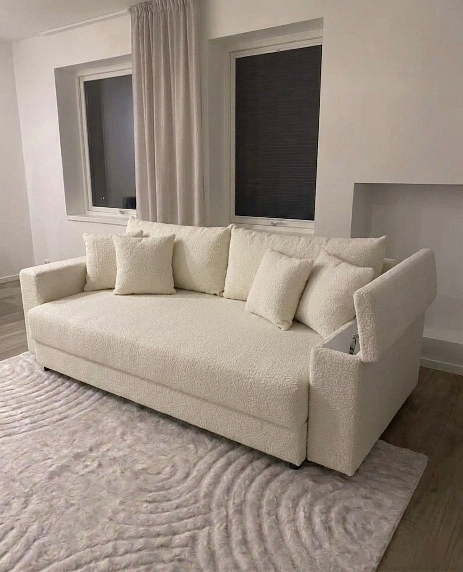 Boucle - bäddsoffa med utökad förvaring — KRAMEN