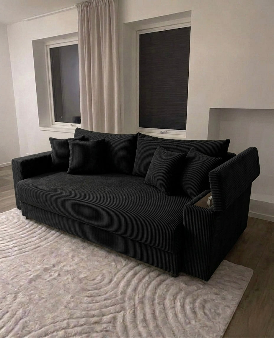 Svart (manchester) - bäddsoffa med utökad förvaring — KRAMEN