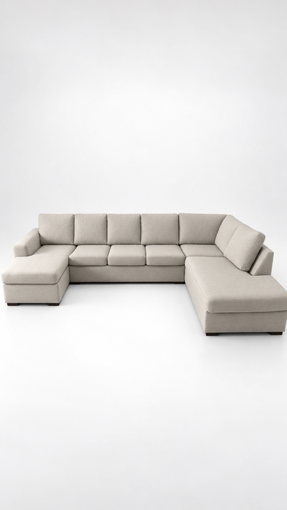 Nevada XL | 6-sits med schäslong & divan | Ljusbeige