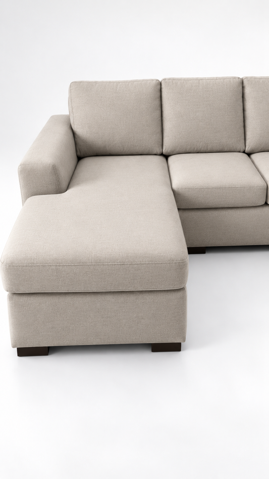 Nevada XL | 6-sits med schäslong & divan | Ljusbeige